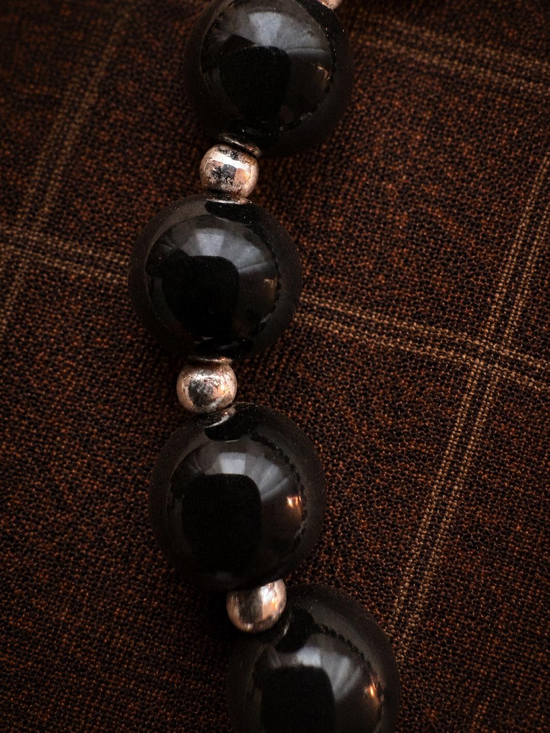 Natural Obsidian Wealth Bracelet with Silver-Plated Pixiu Charm