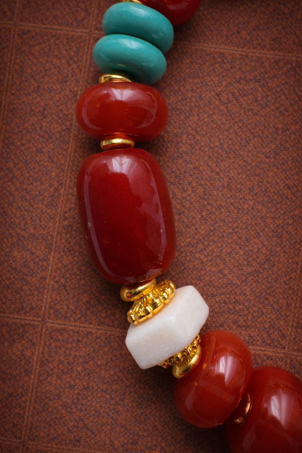 Red Agate & Turquoise Bracelet – Tibetan Style Handmade Beaded Jewelry