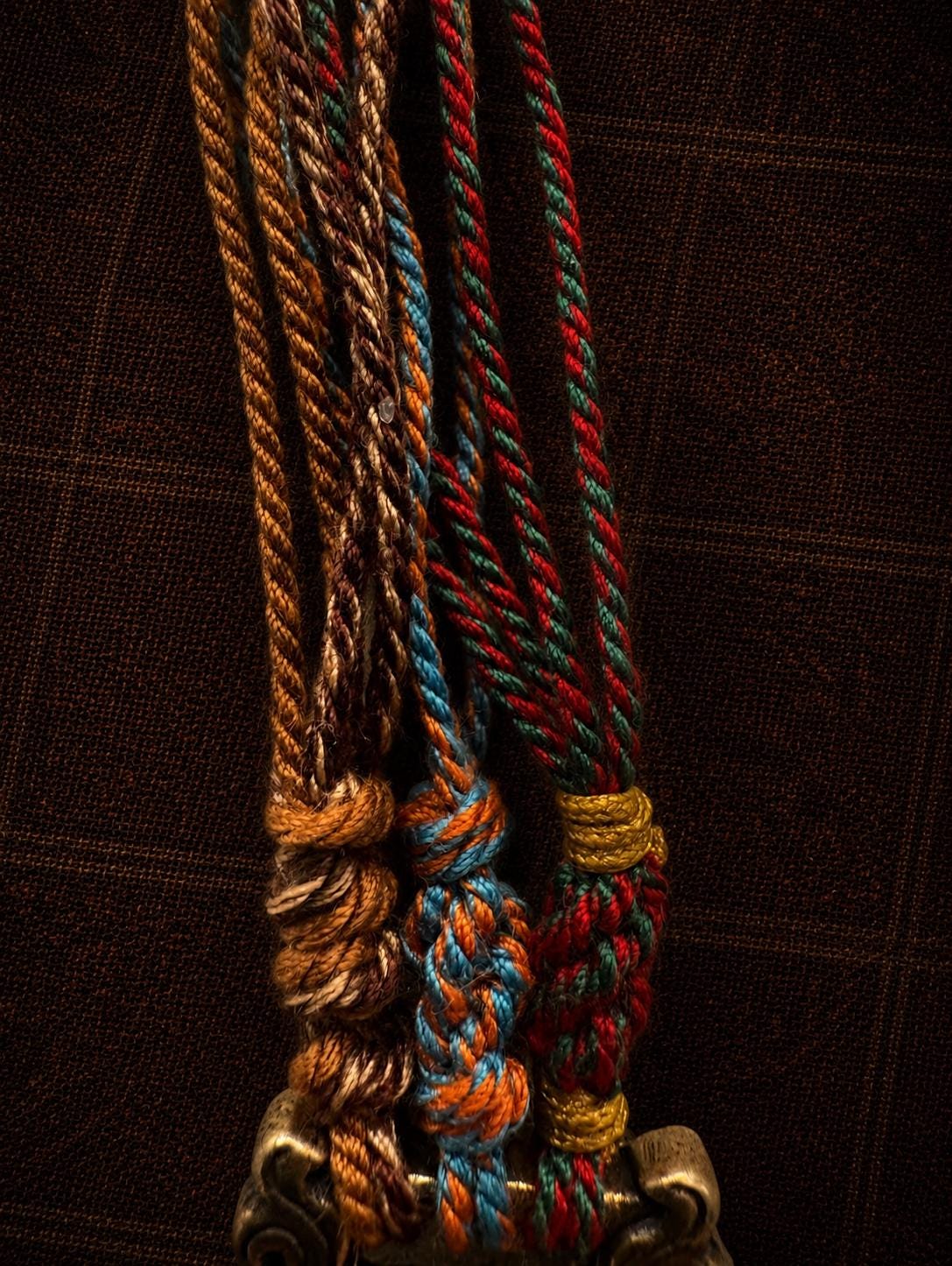Tibetan Tassel Keychain Bag Charm, Handmade Boho Metal Amulet Pendant, Ethnic Woven Hanging Ornament