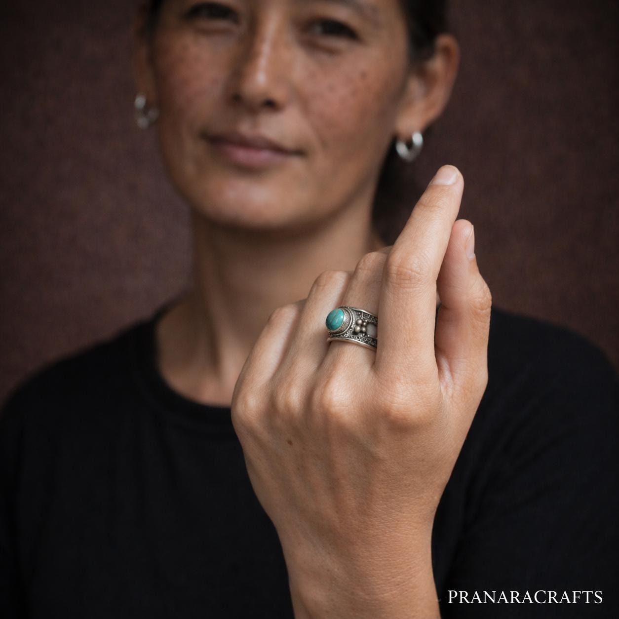 Tibetan Turquoise Ring – Adjustable Silver-Plated Copper Ring | Unisex Tibetan-Style Jewelry
