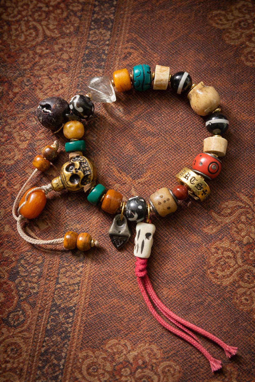 Tibetan Wealth Bracelet – Multi-Charm Vintage Fortune Amulet | Handmade Spiritual Jewelry