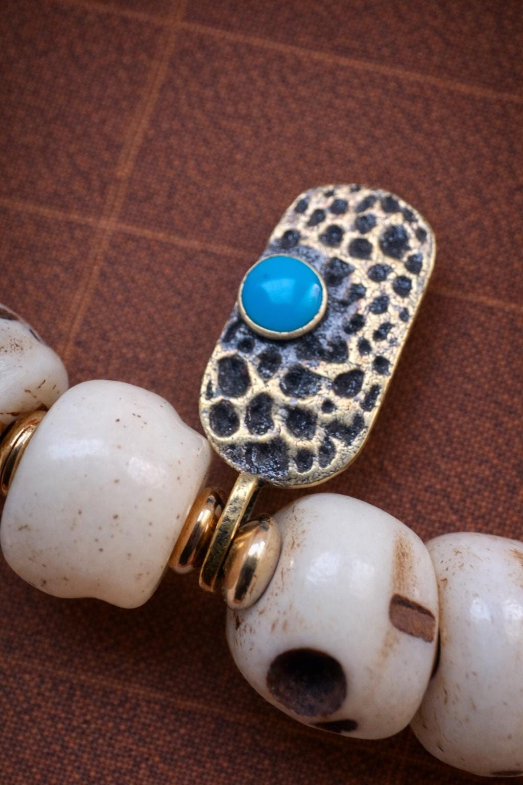 Yak Bone Skull Bracelet – Small Bead Tibetan Amulet | Vintage Protection Jewelry