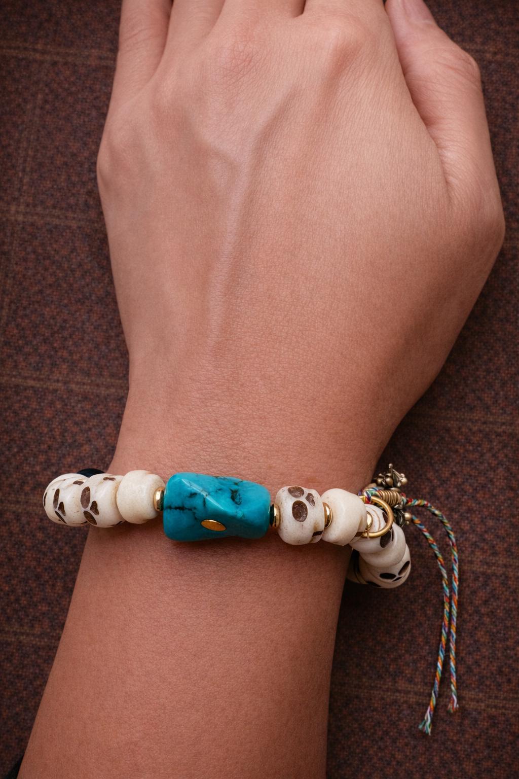 Bracelet｜Small Beads Yak Bone Skull Mala