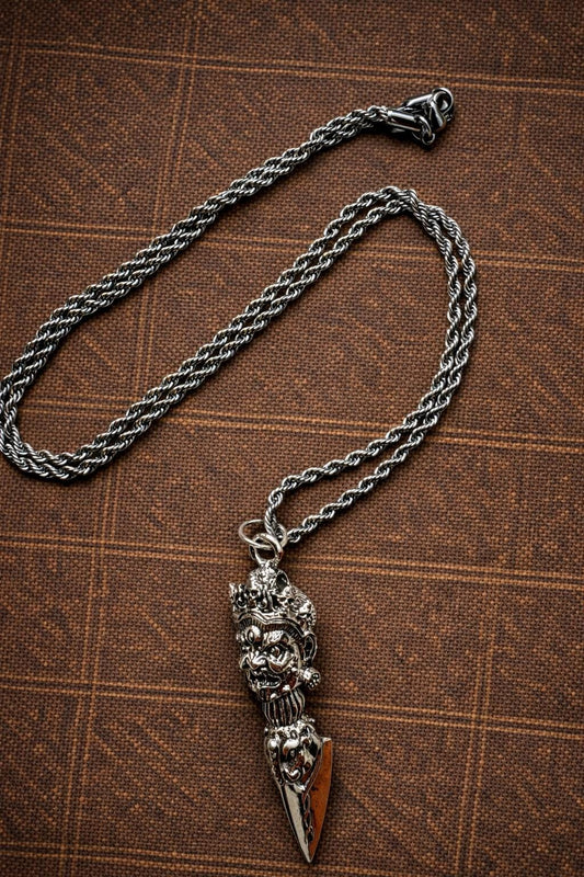 Mahakala Phurba Necklace – Tibetan Ritual Dagger Amulet | Vintage Spiritual Pendant