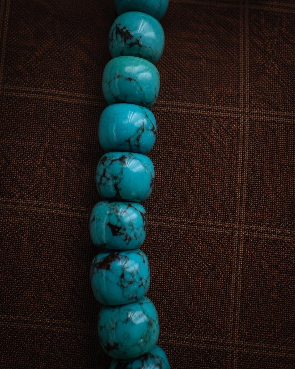 Tibetan Turquoise Beaded Necklace | Vintage Ethnic Pendant Charm