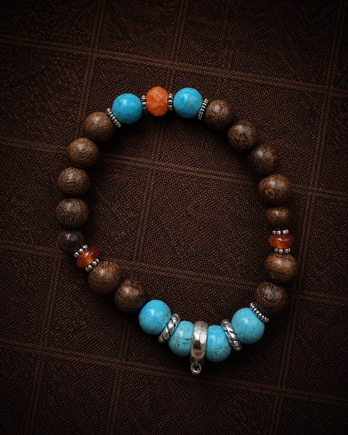 Vintage Turquoise Wood Bead Bracelet