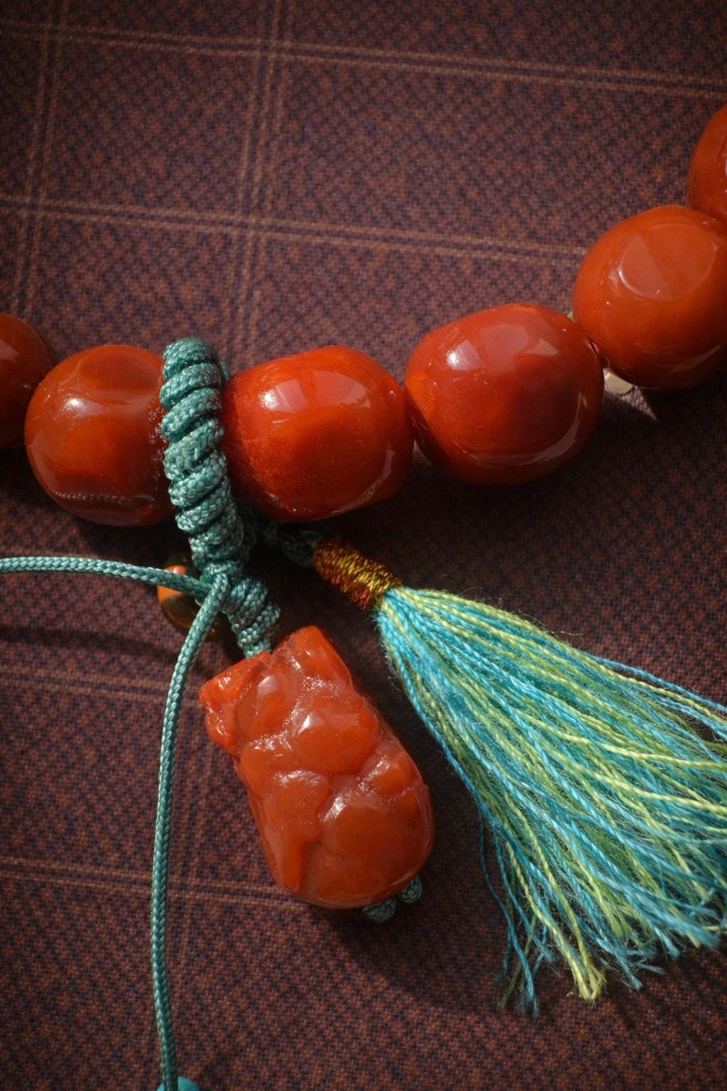 Tibetan Red Agate Bracelet with Dzi Bead & Turquoise Accent – Handmade Adjustable Wrist Mala