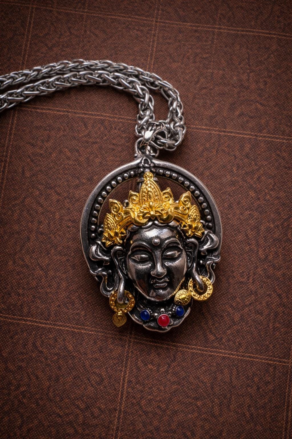 Tibetan Goddess Pendant – Vintage Gold Flame Necklace