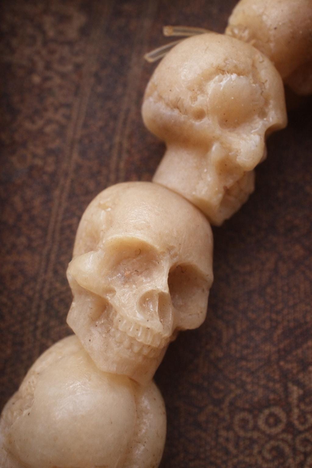 Camel Bone Skull Bracelet – Large Bead Tibetan Vintage Amulet, Handmade Protection Charm