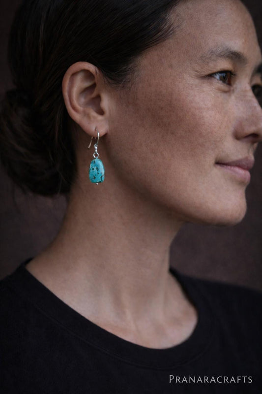 Handmade Turquoise Earrings – Vintage Tibetan-Inspired Jewelry | Unisex