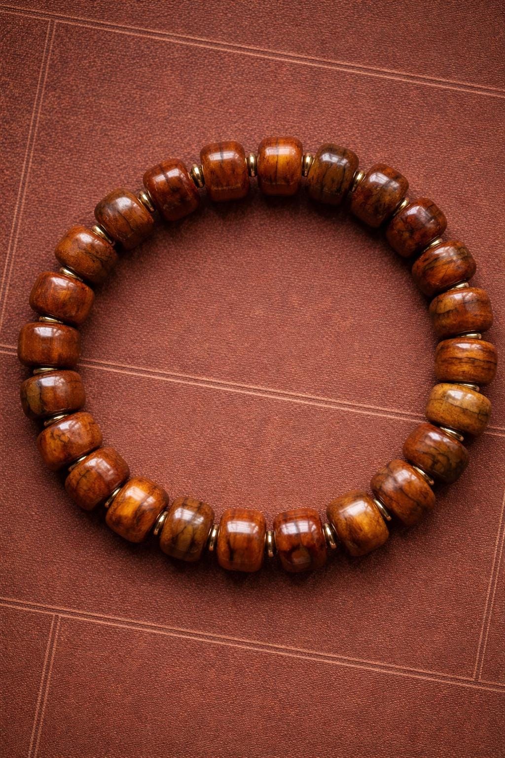 Tibetan Yak Bone Barrel Bead Bracelet – Vintage Mala Style with Spacer Beads