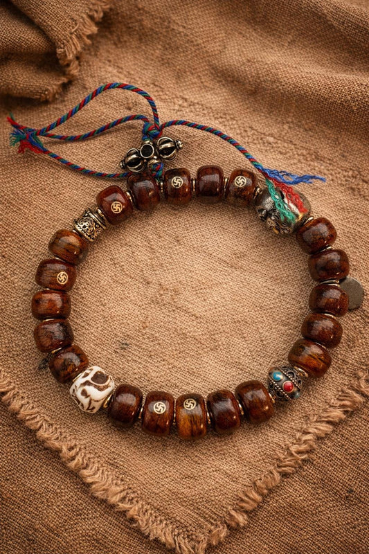 Yak Bone Multi-Charm Bracelet – 8mm Tibetan-Style Protection Beads