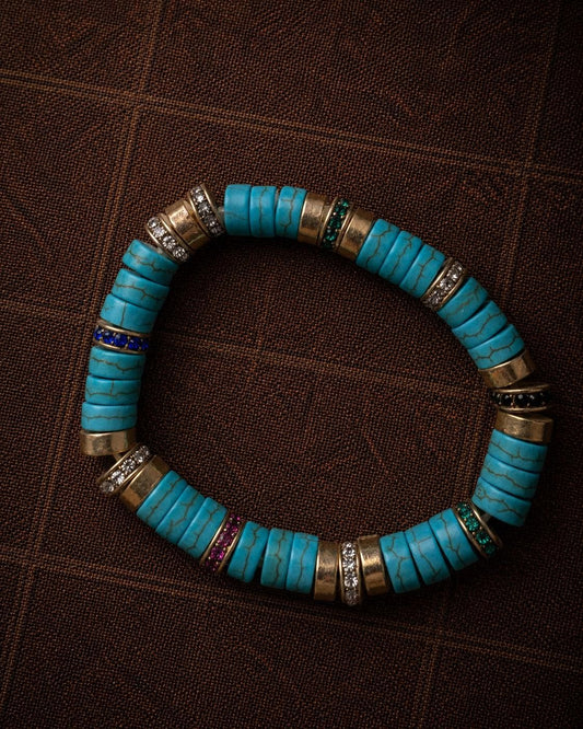 Handmade Turquoise Beaded Bracelet | Tibetan-Inspired Vintage Unisex Jewelry