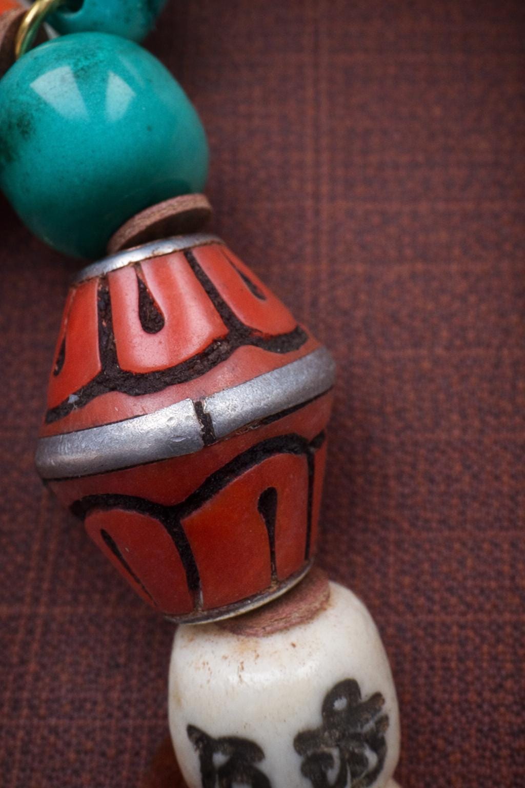 Tibetan Dzi & Turquoise Bracelet with Bronze Buddha Talisman | Symbol of Fortune | PranaraCrafts