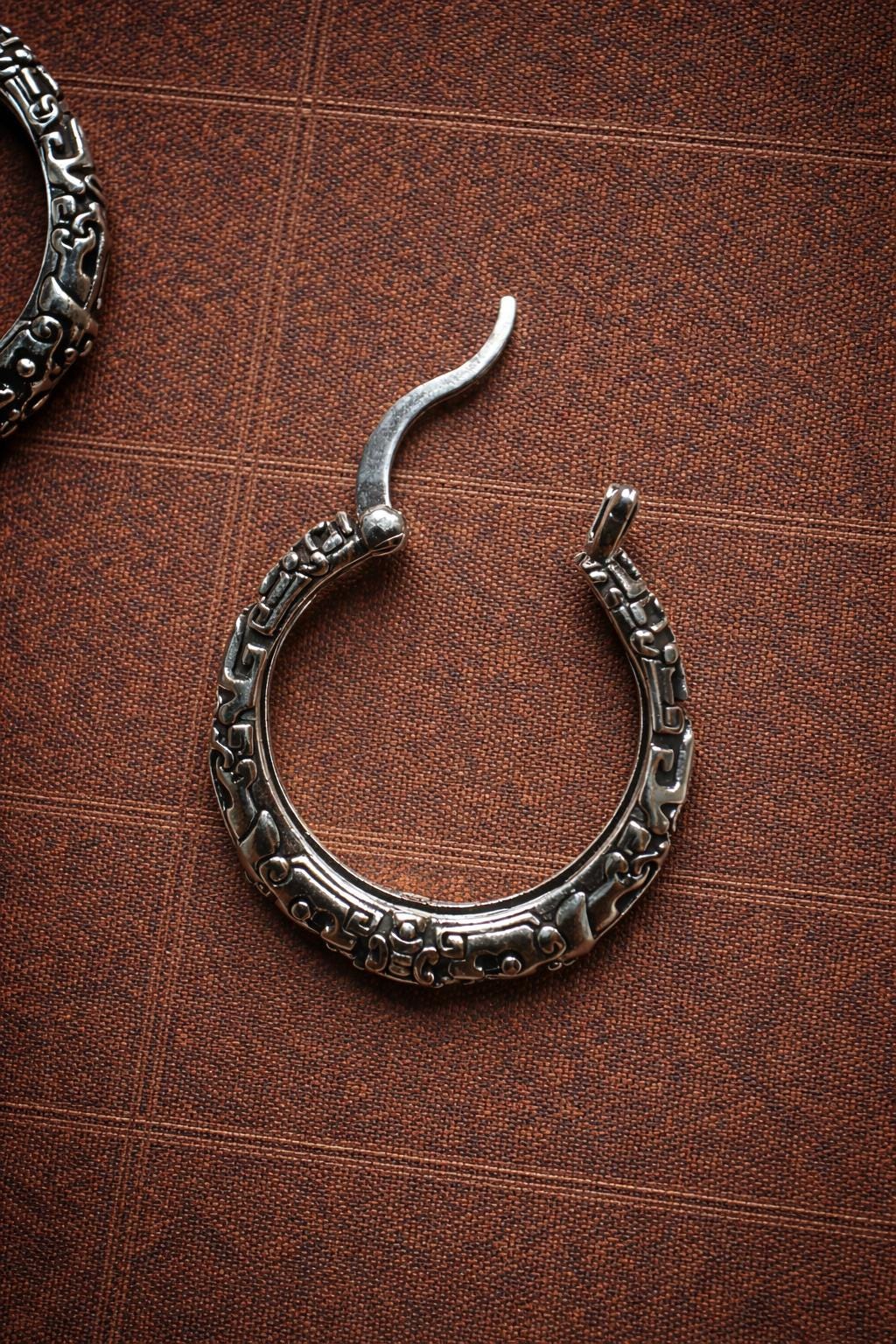 Handmade Tibetan-Style Silver-Plated Hoop Earrings
