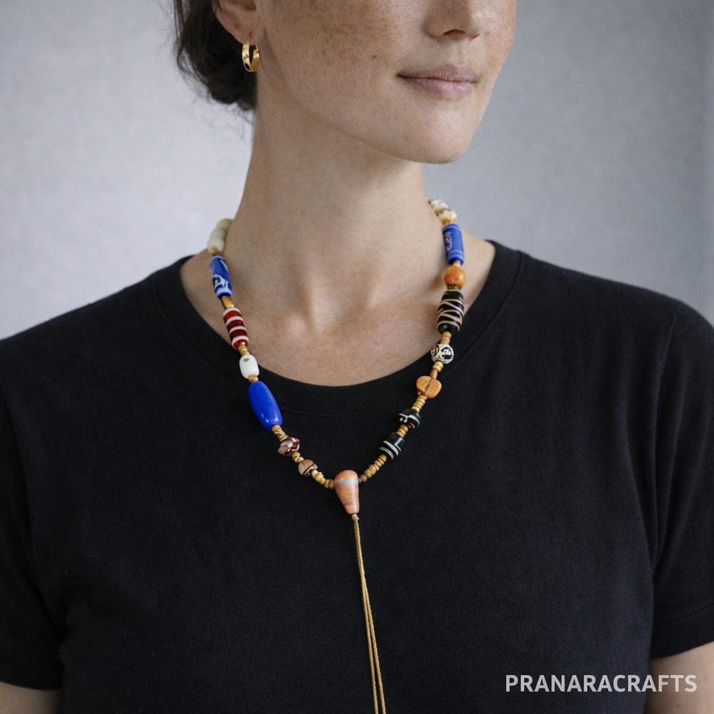Tibetan Multi-Bead Pendant Necklace | Ethnic Agate Charm