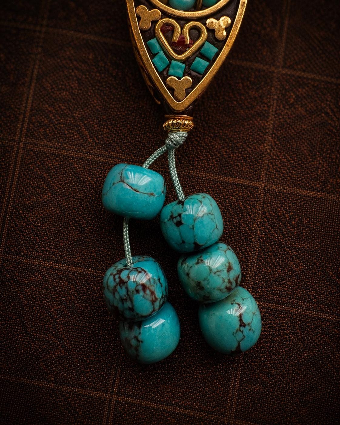 Tibetan Turquoise Beaded Necklace | Vintage Ethnic Pendant Charm