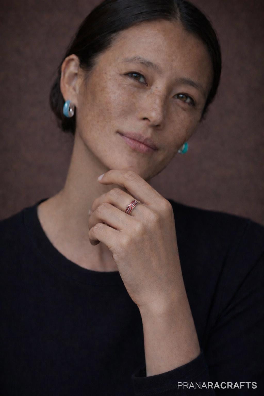 Handmade Tibetan Enamel Sanskrit Ring – Adjustable Open Band Unisex