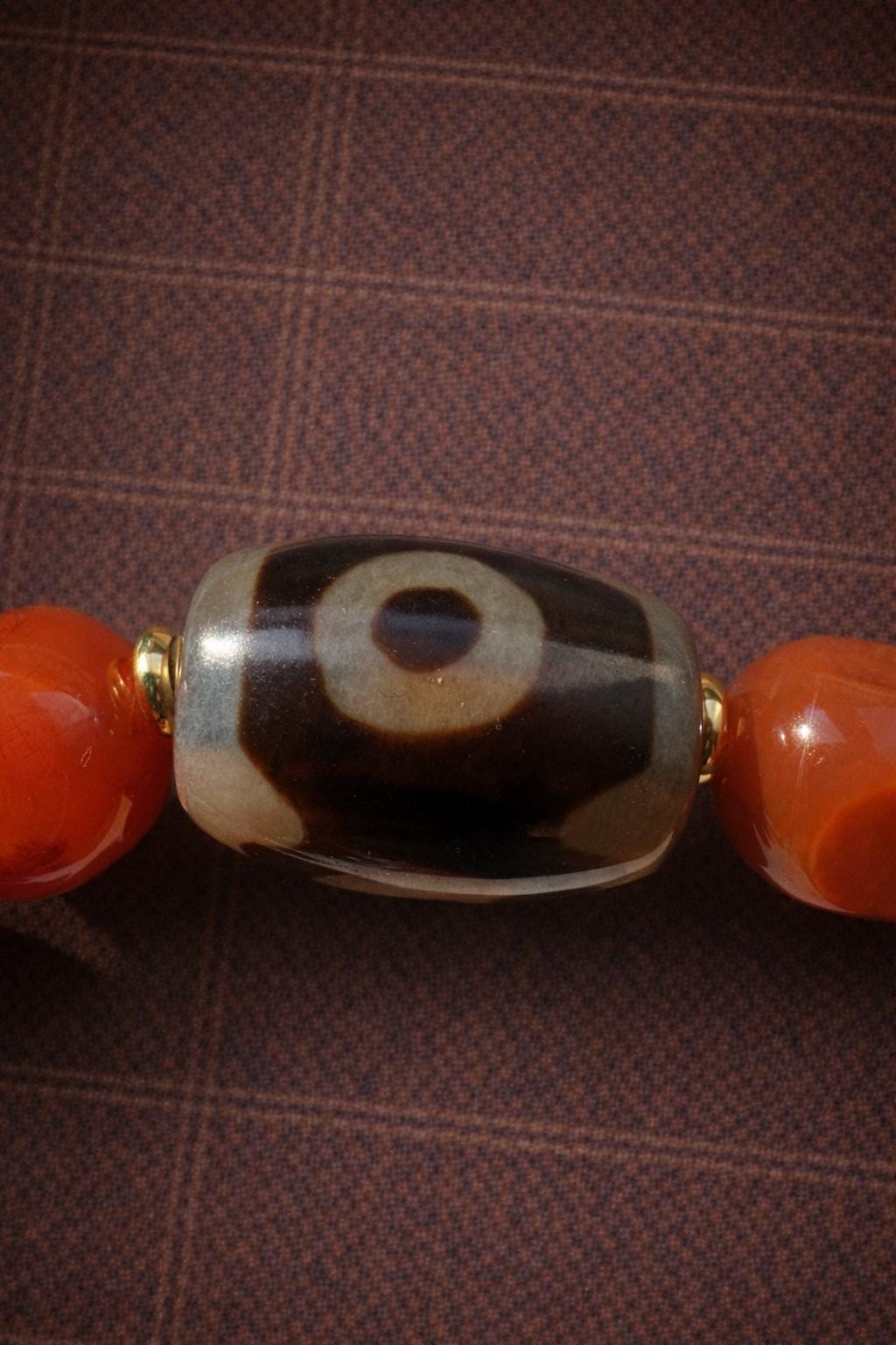 Tibetan Red Agate Bracelet with Dzi Bead & Turquoise Accent – Handmade Adjustable Wrist Mala