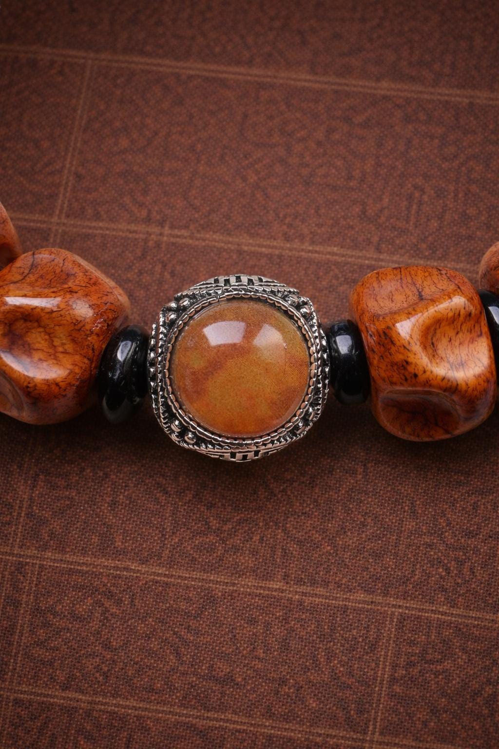 Three-Eye Dzi Bracelet – Tibetan Style Yak Bone Beaded Protection Jewelry