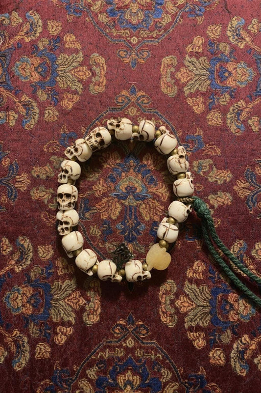 Yak Bone Skull Bracelet – Tibetan Vintage Protection Amulet for Meditation & Strength