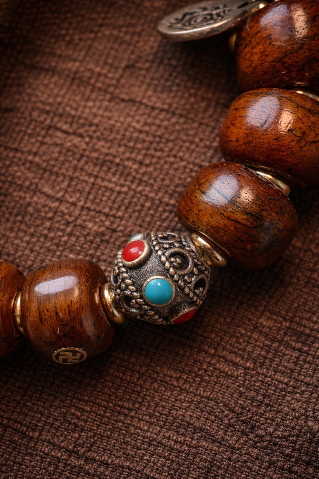 Yak Bone Multi-Charm Bracelet – 8mm Tibetan-Style Protection Beads