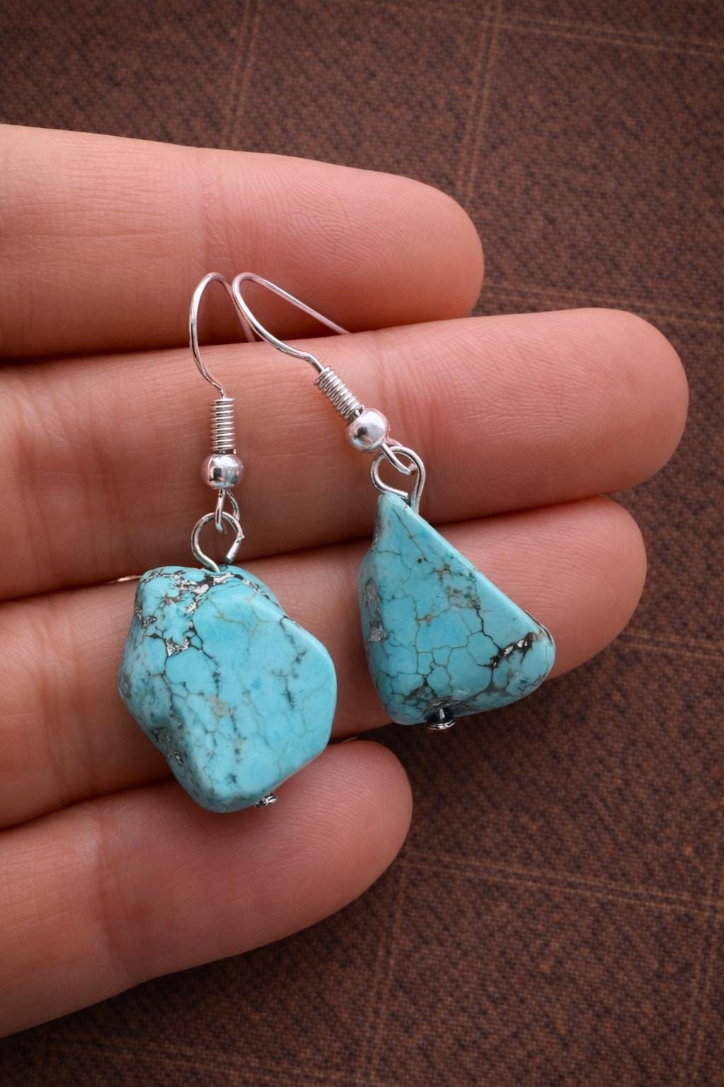 Handmade Turquoise Earrings – Vintage Tibetan-Inspired Jewelry | Unisex
