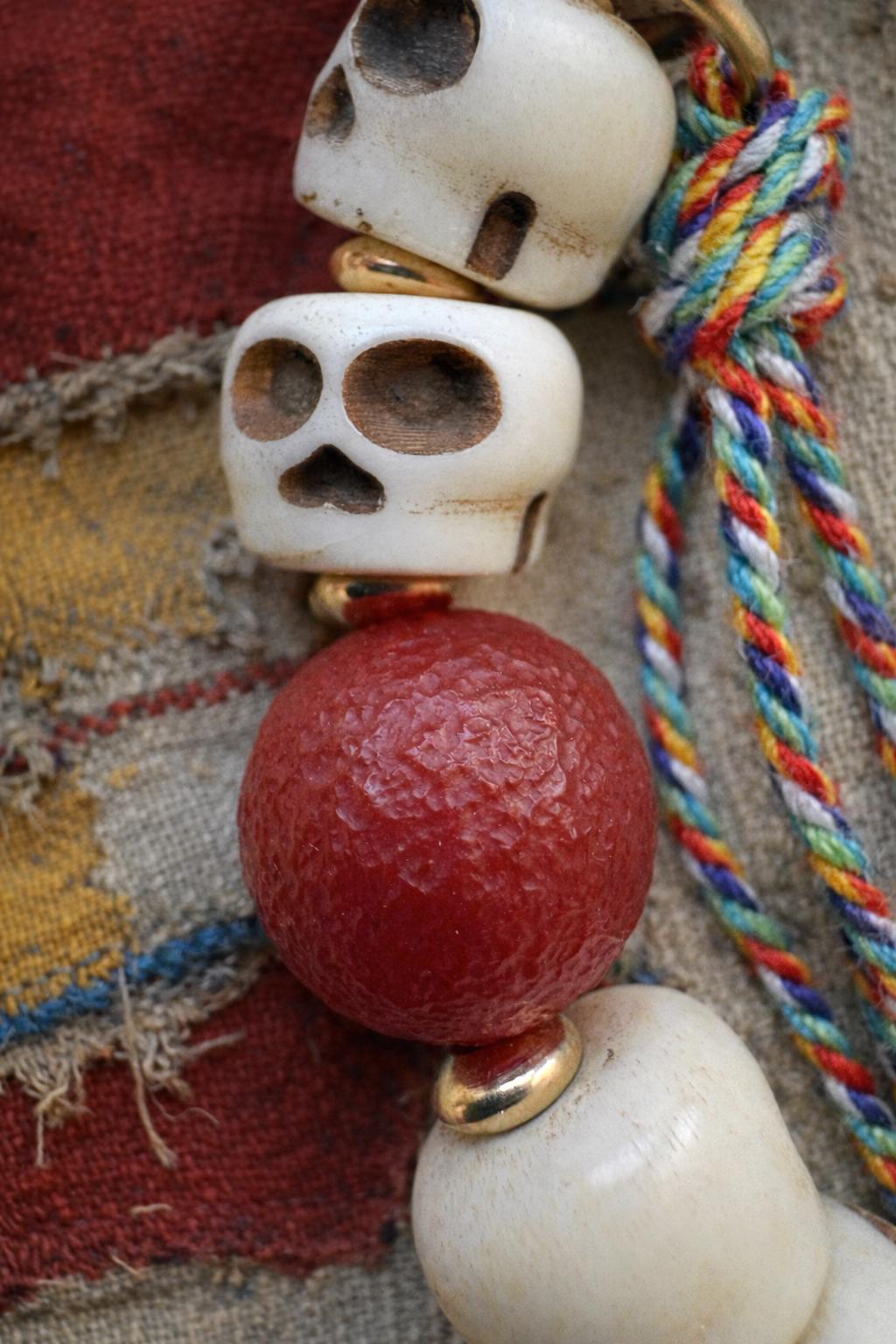 Yak Bone Skull Beaded Bracelet – Small Size | Tibetan Vintage Protection Amulet