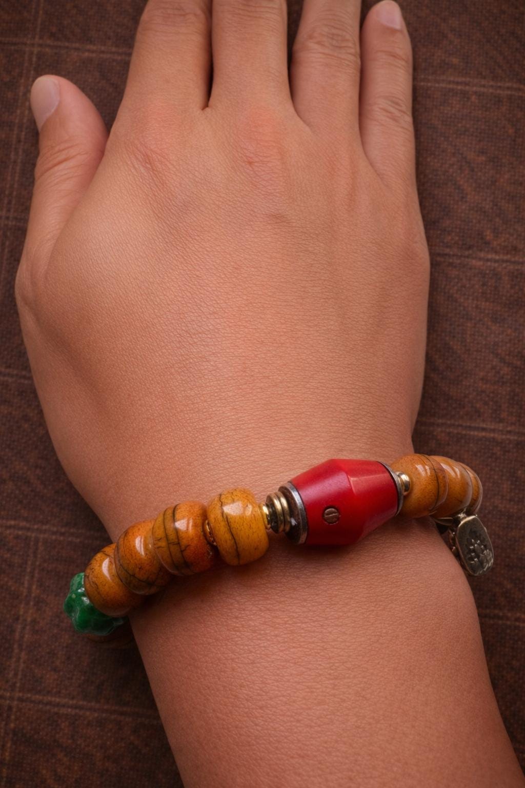 Tibetan Yak Bone Couple Bracelet – Barrel Mala Beads | Unity & Protection
