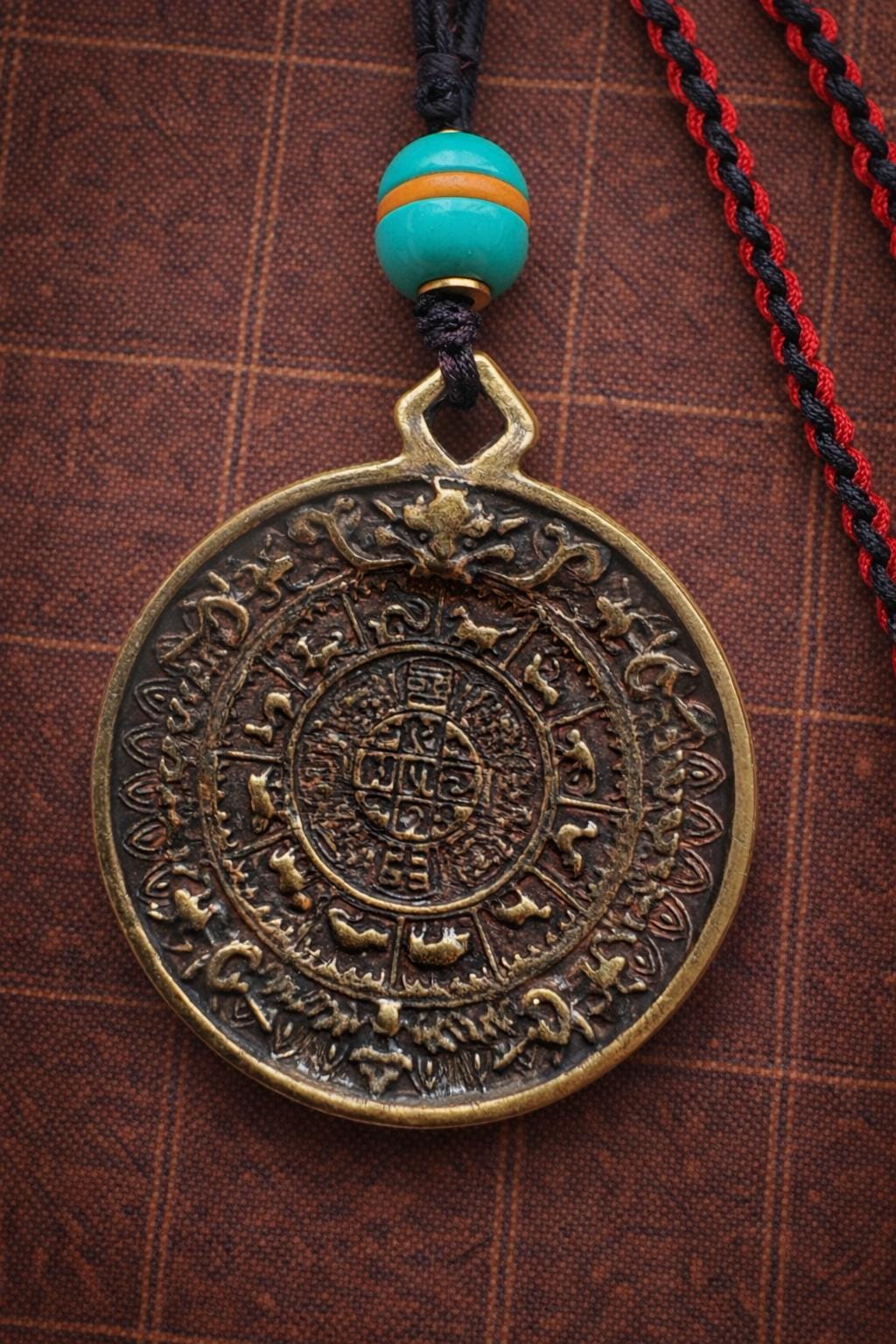 Vintage Tibetan Protection Amulet Pendant – Handwoven Car Charm Keychain Ornament