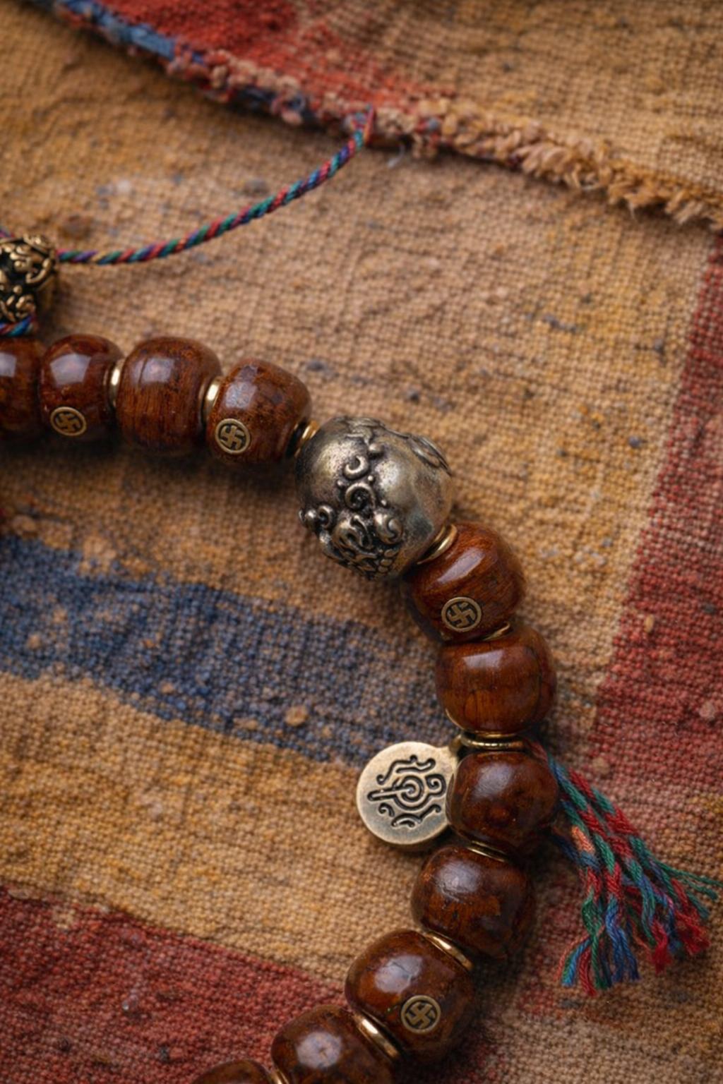 Yak Bone Multi-Charm Bracelet – 8mm Tibetan-Style Protection Beads