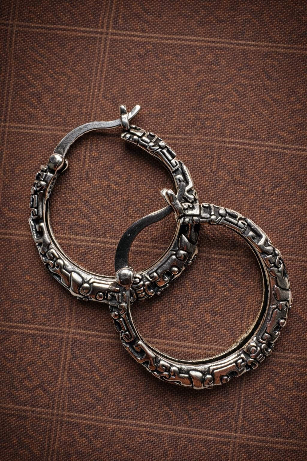 Handmade Tibetan-Style Silver-Plated Hoop Earrings