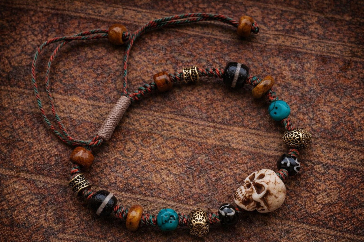 Citipati Protector Amulet: Hand-Carved Yak Bone Mala Bracelet by PranaraCrafts