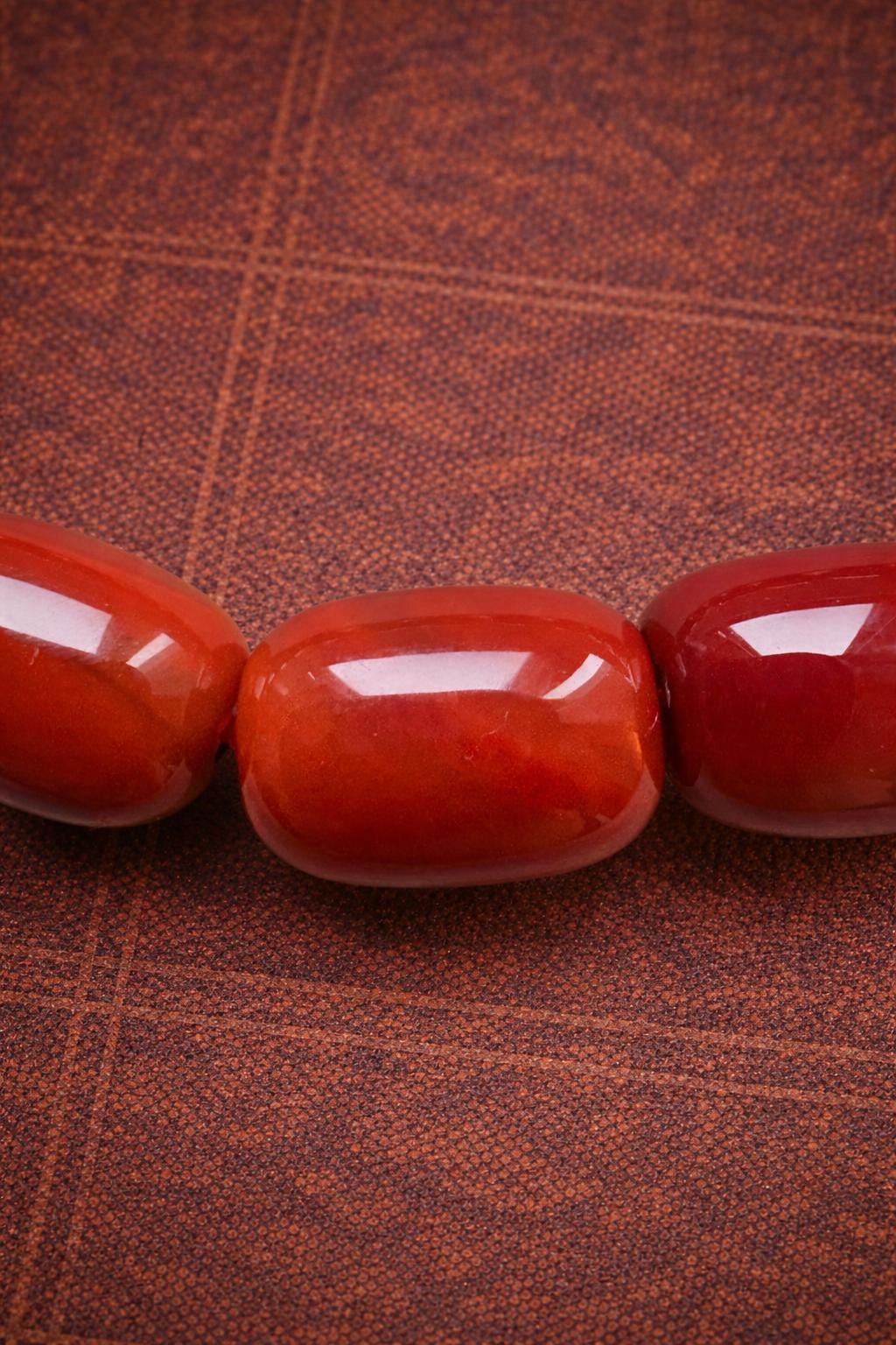 Red Agate Barrel Bead Bracelet – Handmade Gemstone Stretch Bracelet | Unisex Minimalist Jewelry