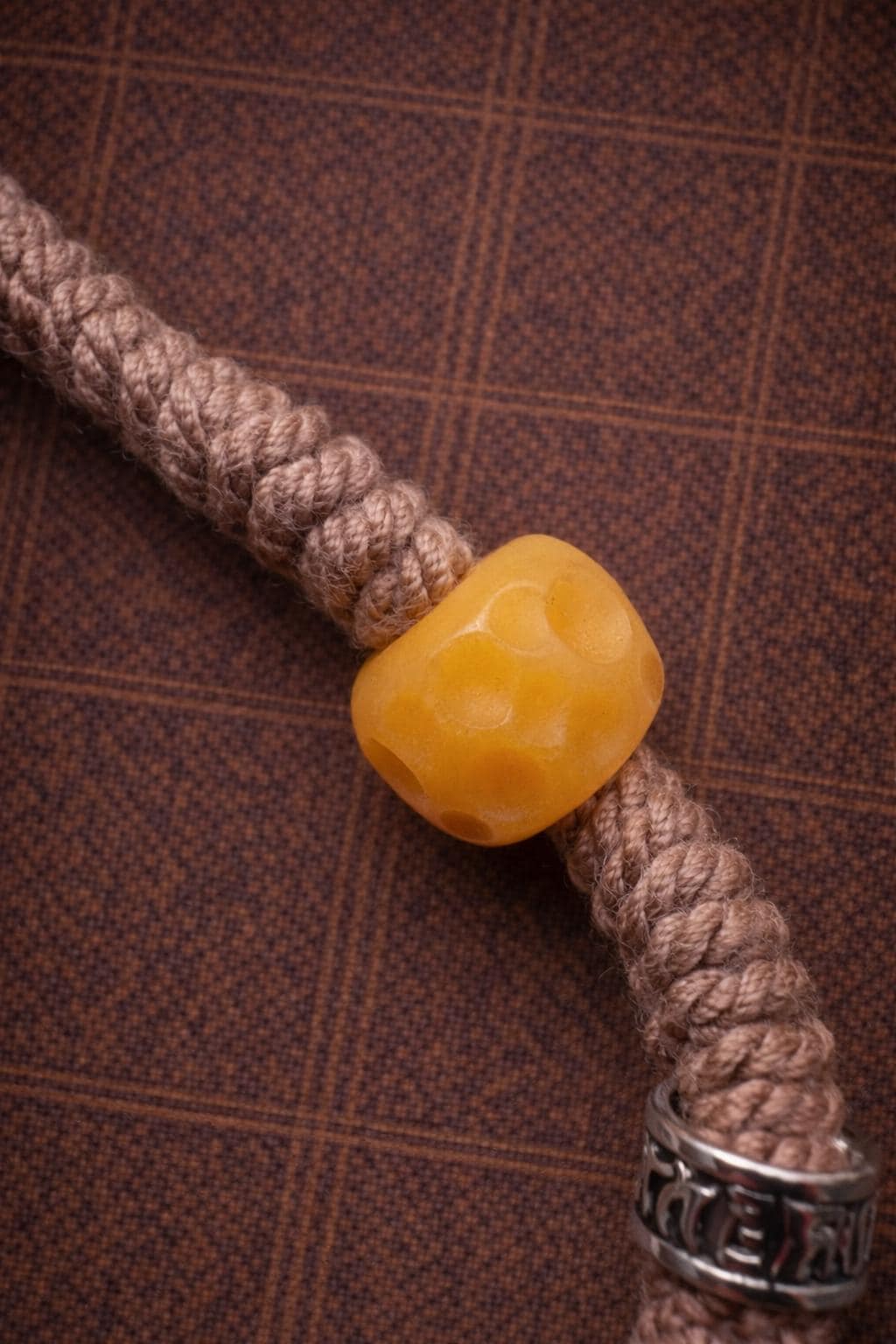 Handmade Tibetan Two-Eye Dzi Bead Braided Rope Wristband, Meditation Gift for Men & Women
