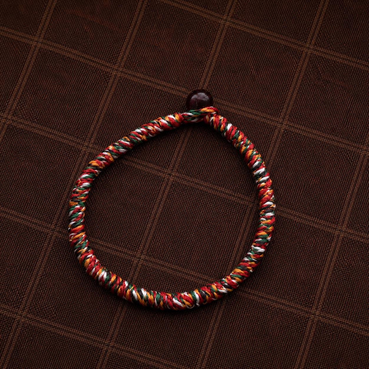 Tibetan Five-Color Vajra Knot Bracelet – Handwoven Blessing Cord