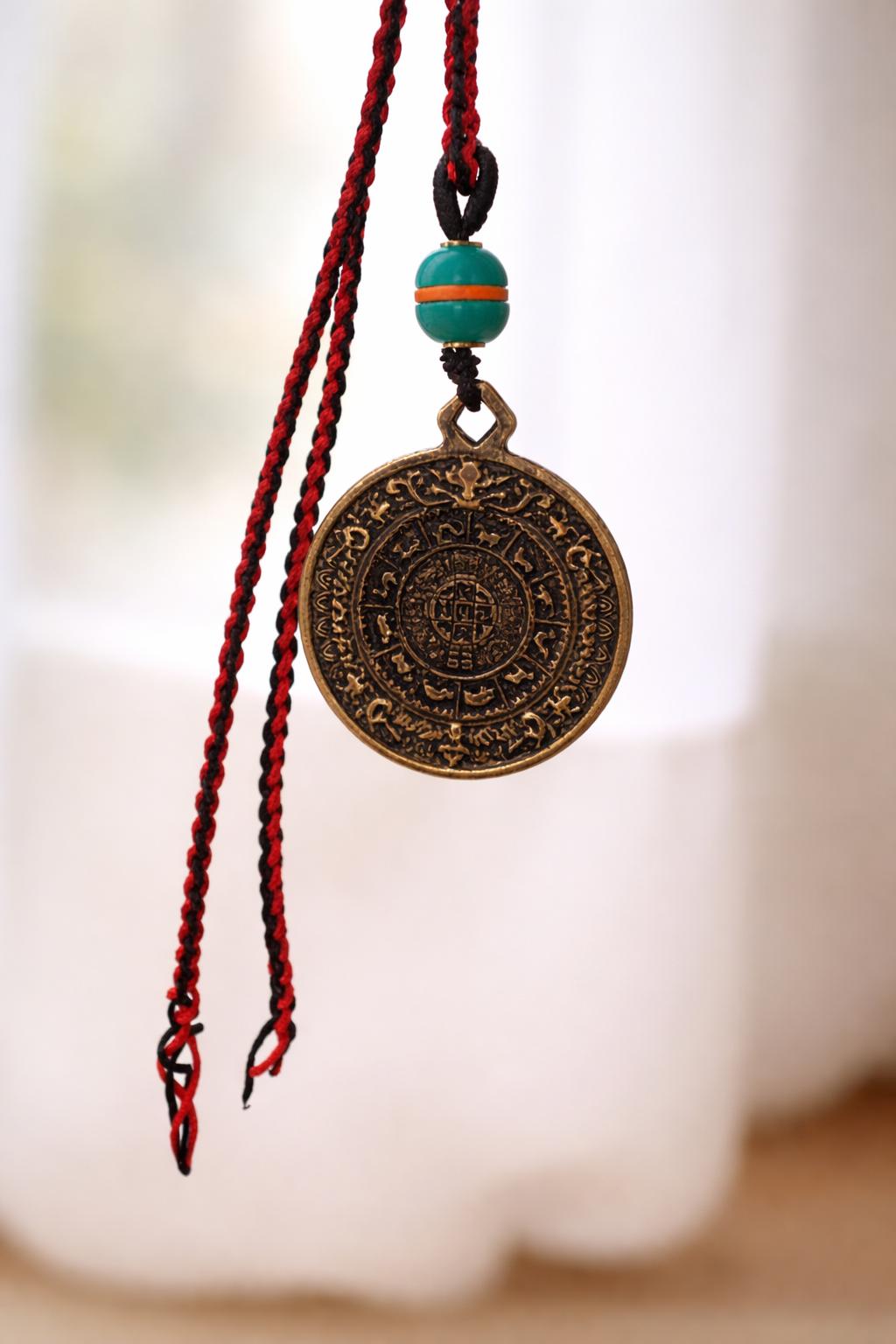 Vintage Tibetan Protection Amulet Pendant – Handwoven Car Charm Keychain Ornament