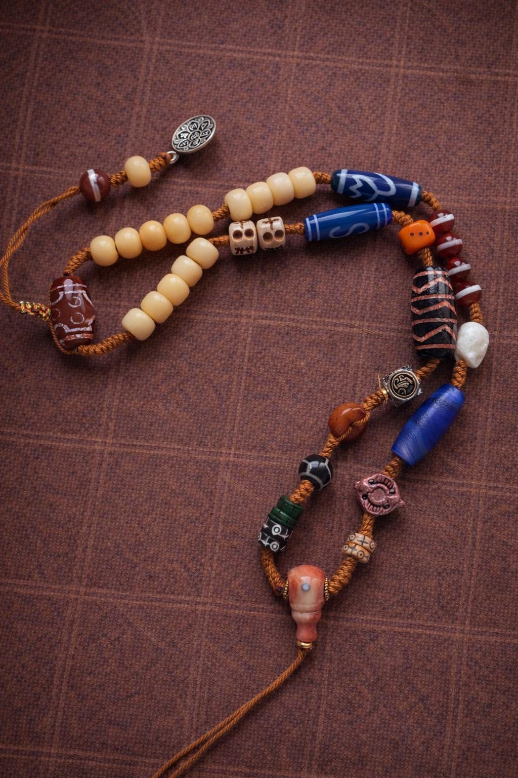 Tibetan Multi-Bead Pendant Necklace | Ethnic Agate Charm