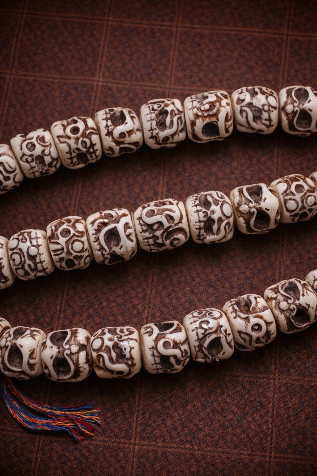 Tibetan Camel Bone Mala Necklace – 110 Bead Hand-Carved Skull Style | 106cm Wearable Meditation Jewelry