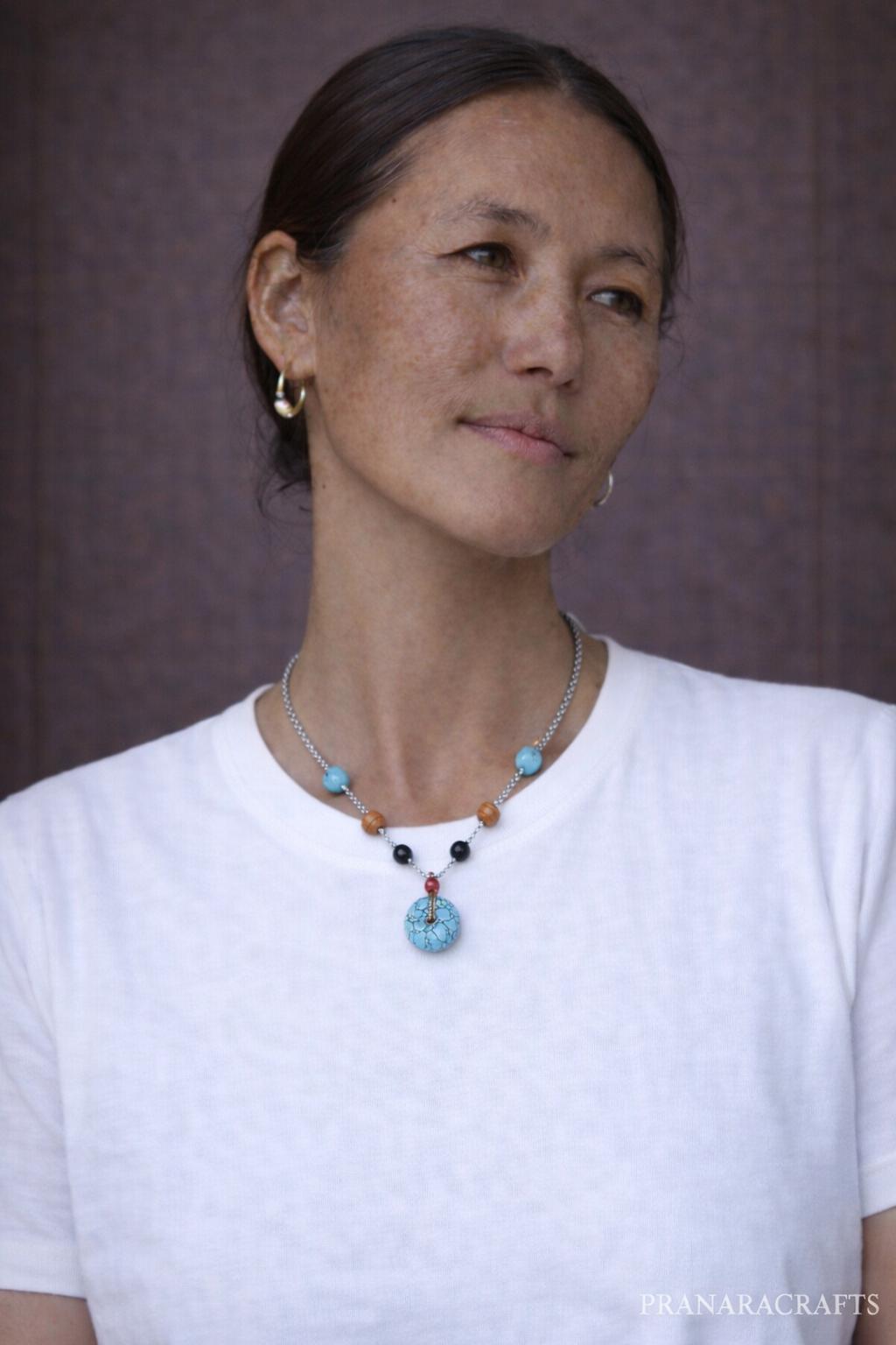 Turquoise Handwoven Necklace | Tibetan Inspired Vintage Ethnic Pendant