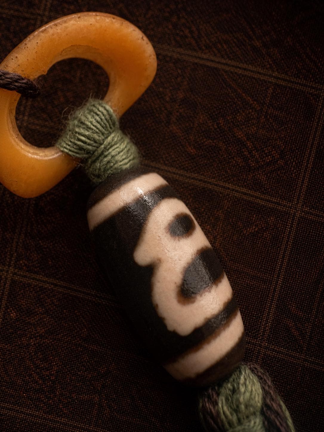 Handcrafted Tibetan Dzi Bead Tassel Keychain / Bag Charm