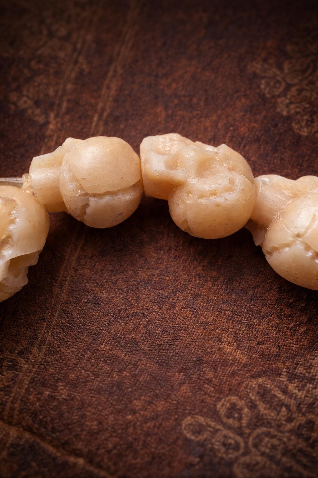 Camel Bone Skull Bracelet – Large Bead Tibetan Vintage Amulet, Handmade Protection Charm