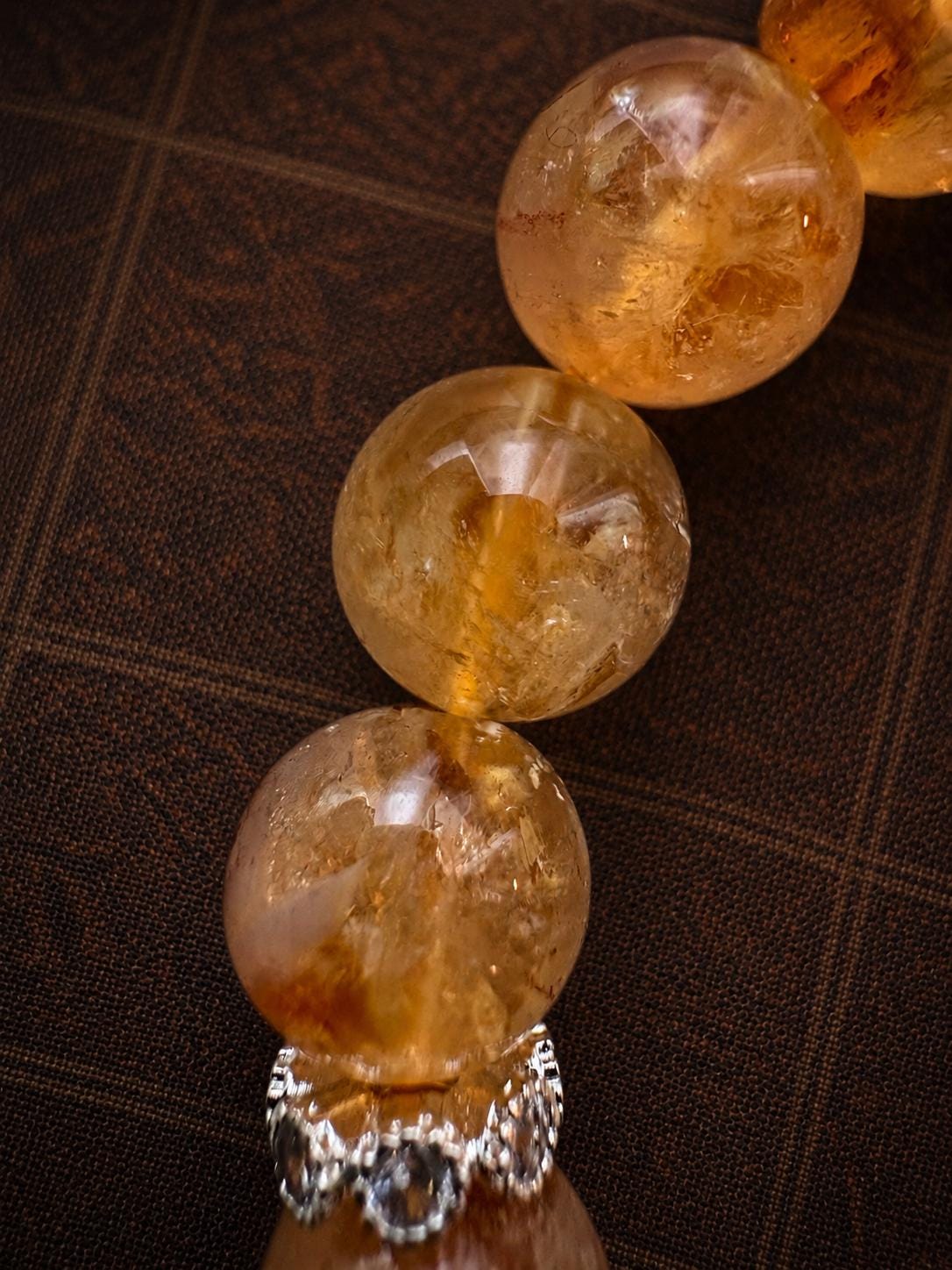 Natural Citrine Bracelet, Tibetan Style Yellow Crystal Beaded Bracelet