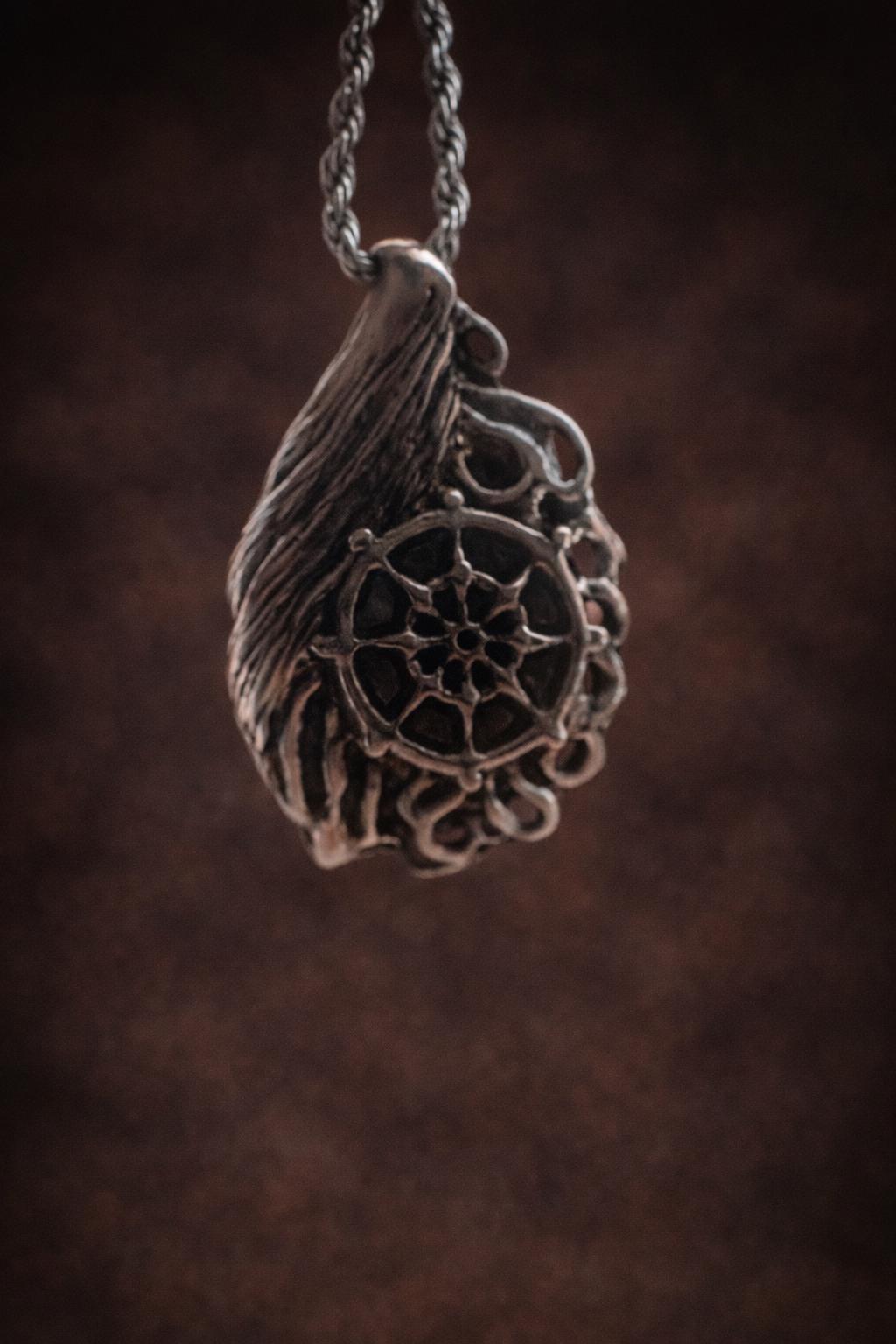 One Thought Buddha Demon Pendant – Silver Plated Necklace, Vintage Buddhist Protection Jewelry