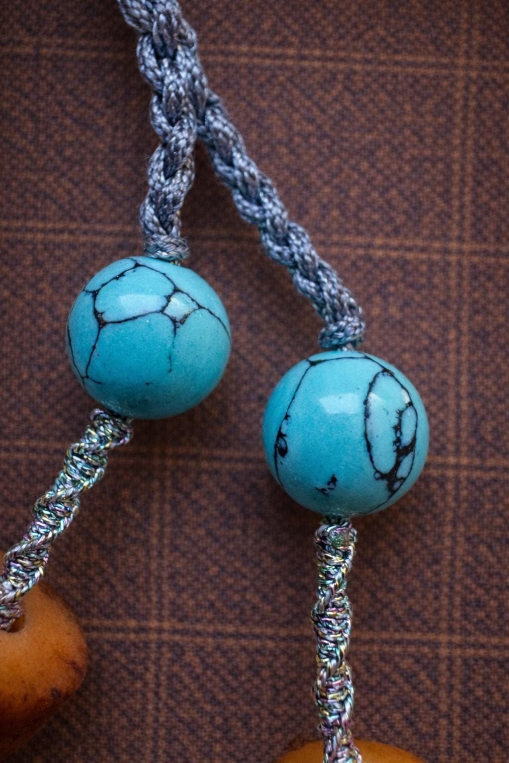 Turquoise Handwoven Necklace | Tibetan Inspired Vintage Ethnic Pendant