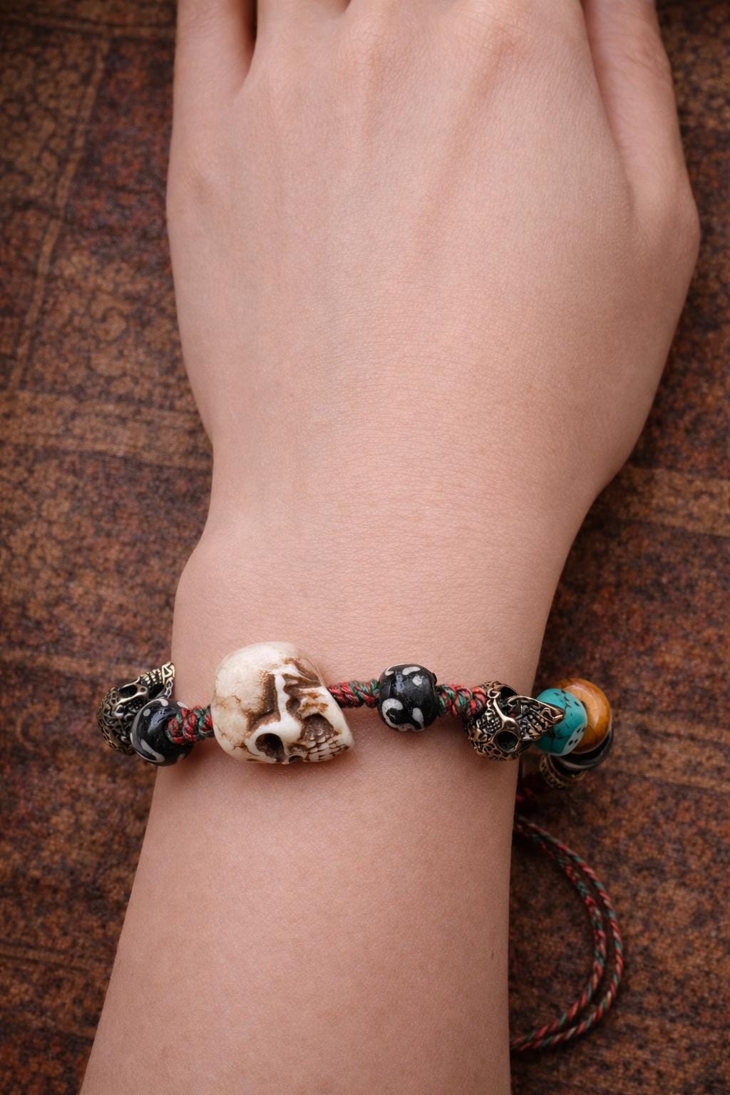 Citipati Protector Amulet: Hand-Carved Yak Bone Mala Bracelet by PranaraCrafts