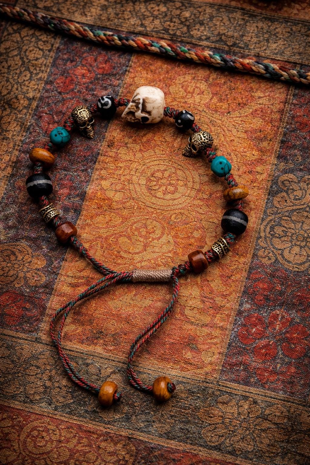 Citipati Protector Amulet: Hand-Carved Yak Bone Mala Bracelet by PranaraCrafts