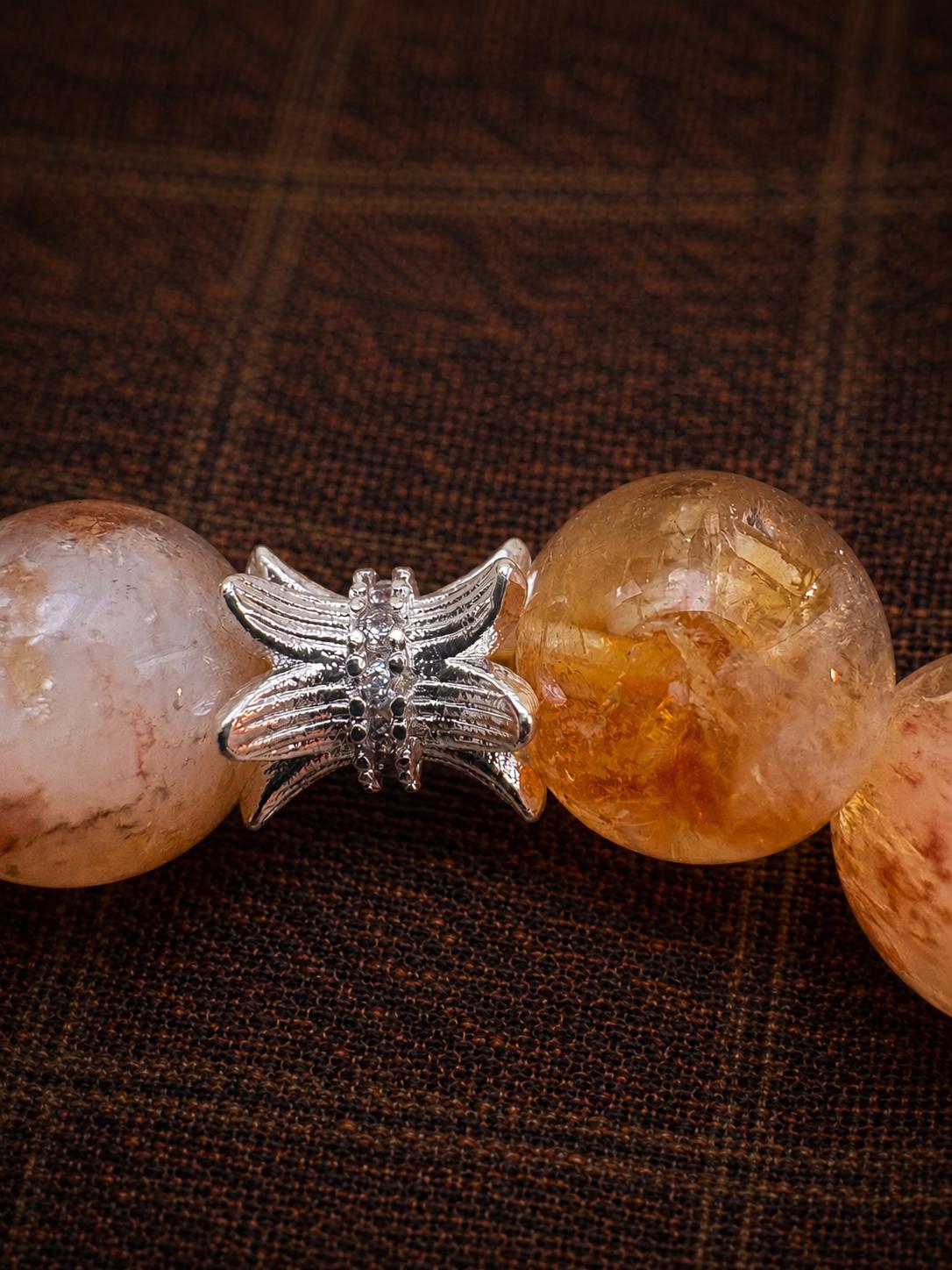 Natural Citrine Bracelet, Tibetan Style Yellow Crystal Beaded Bracelet