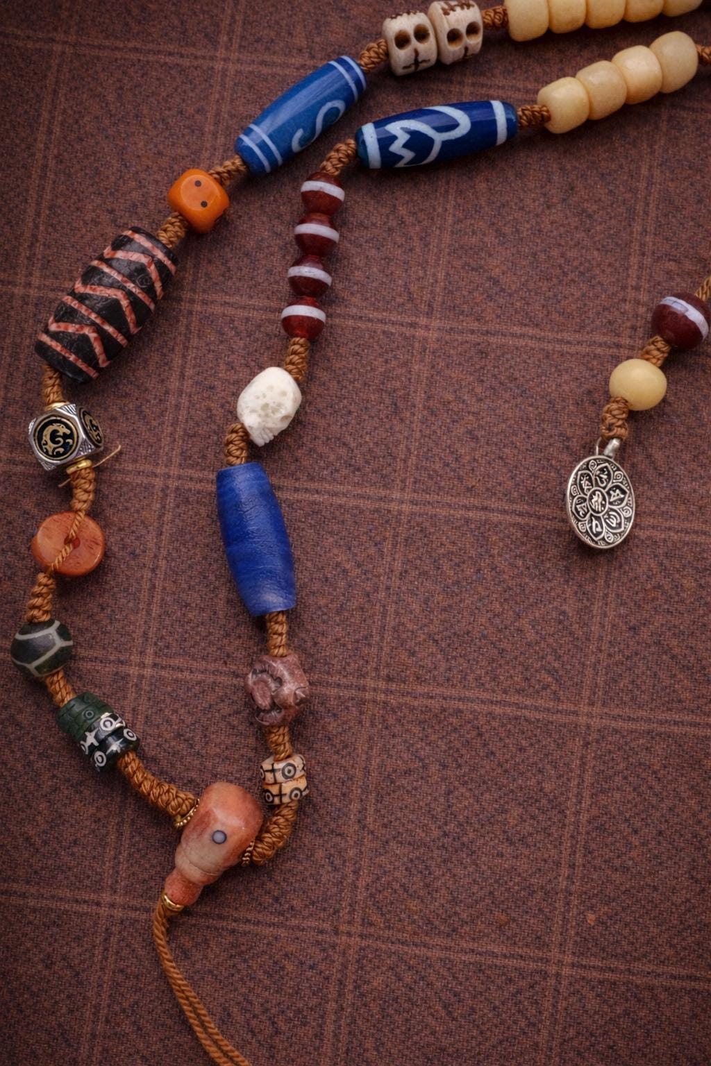 Tibetan Multi-Bead Pendant Necklace | Ethnic Agate Charm