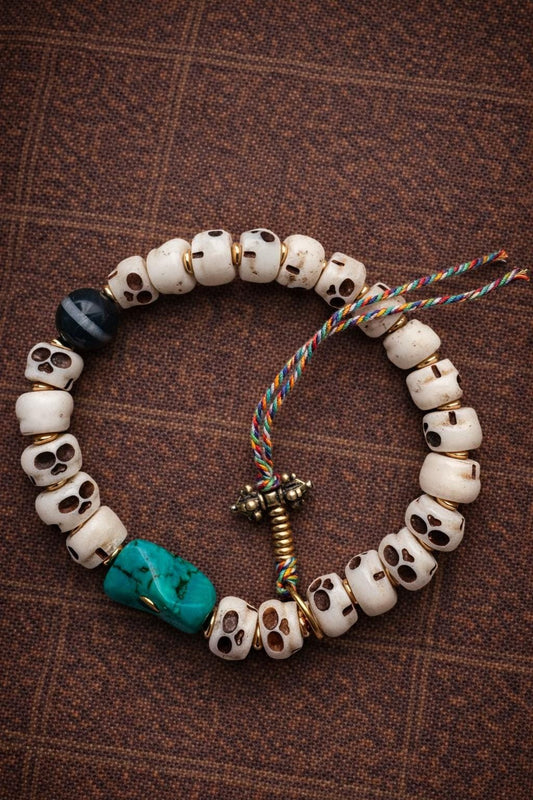 Bracelet｜Small Beads Yak Bone Skull Mala